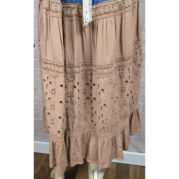 OOAK Magnolia Boho Indie Upcycled Western Denim Vest Duster Beach Cover Up Sz L - Picture 8 of 16